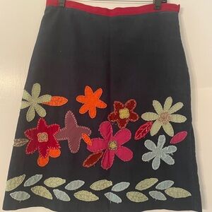 Vintage Boden Navy Blue Corduroy Embellished A-Line Skirt Size 8 (12R UK)